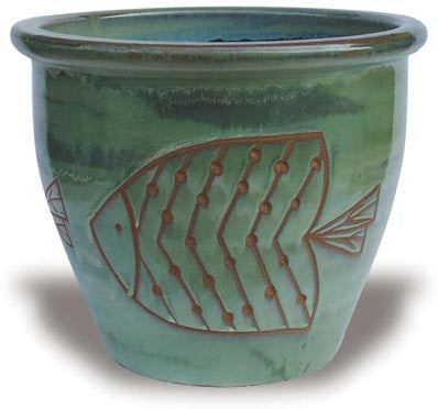 MP663 Garden Pot w/Large Fish 7 Sizes