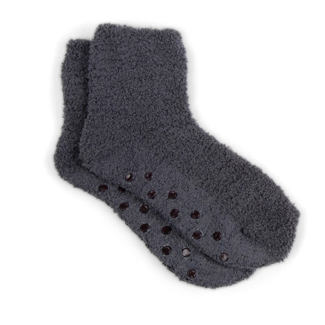 Cozy Socks w/Grippers Qtr Lng Charcoal
