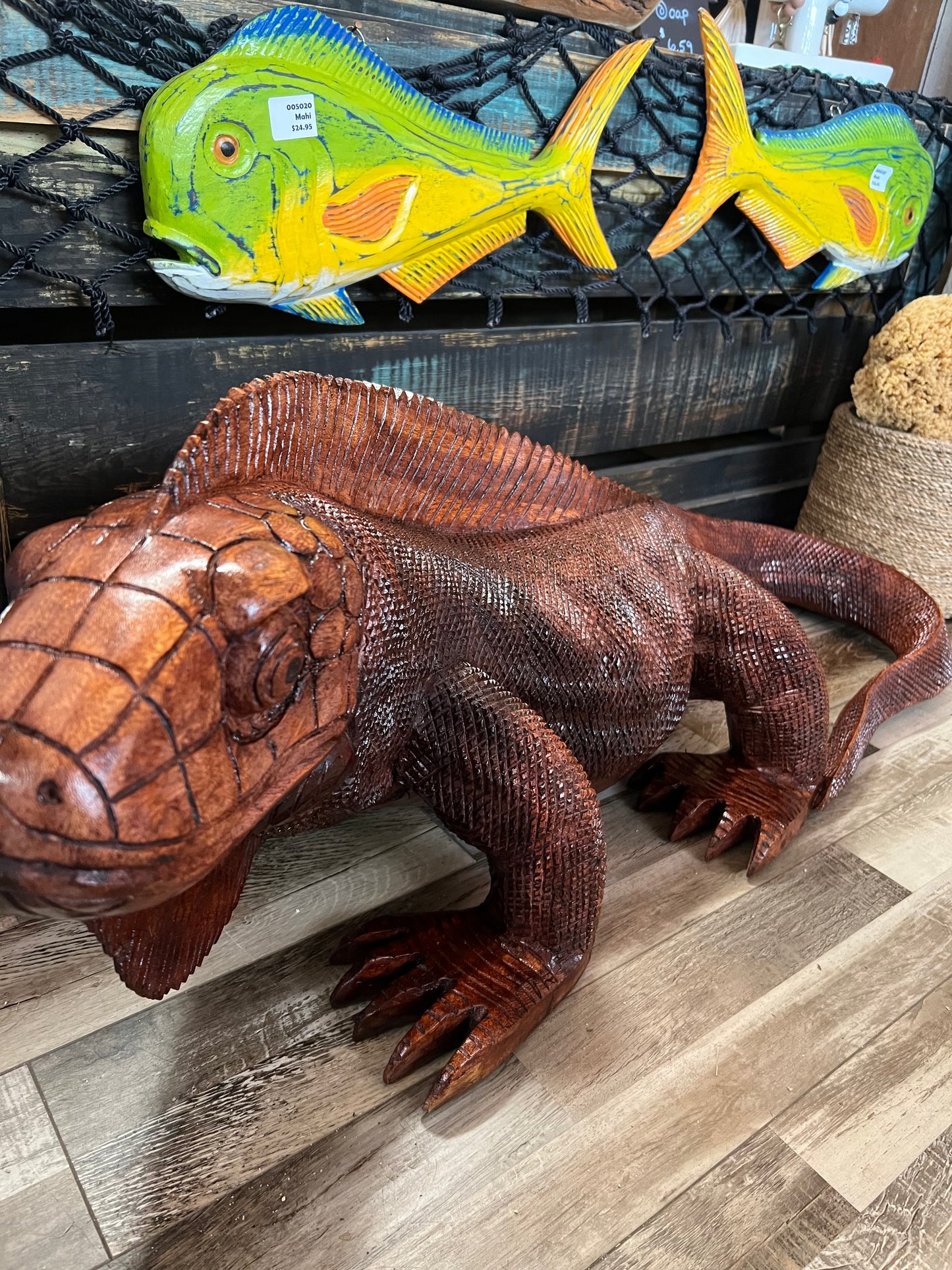 Iguana Dragon Wood Carved Tropical Oak