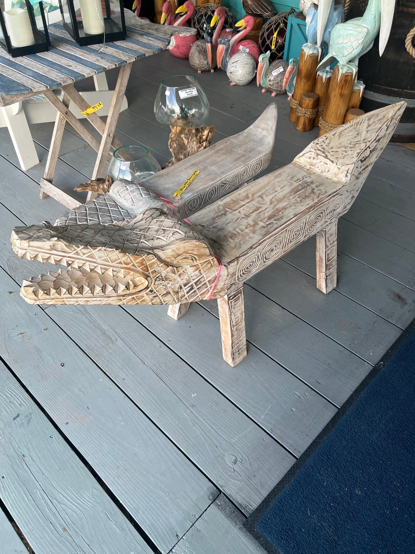 Gator Bench Wood Carved