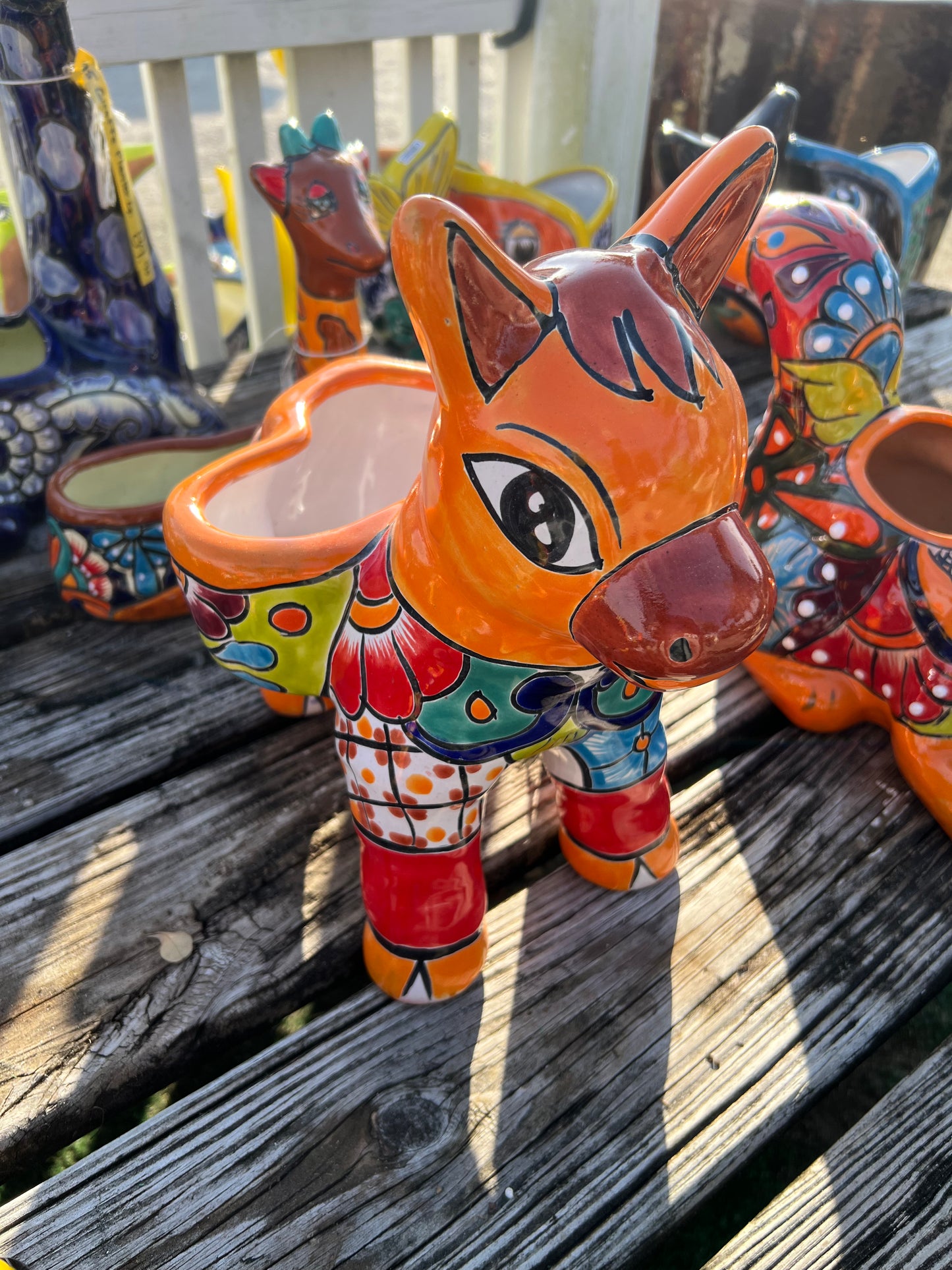 Talavera Donkey with Two Planters