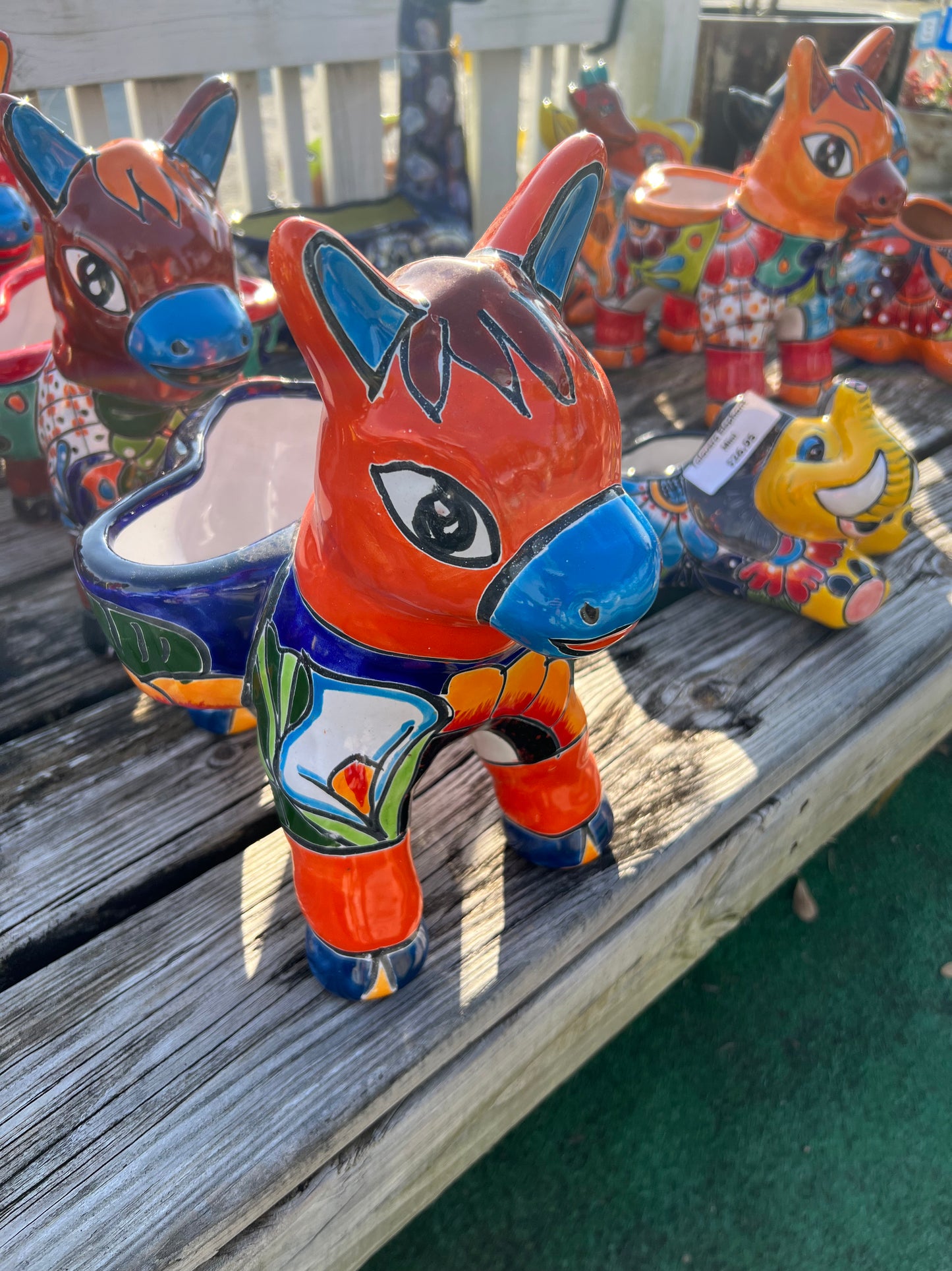 Talavera Donkey with Two Planters