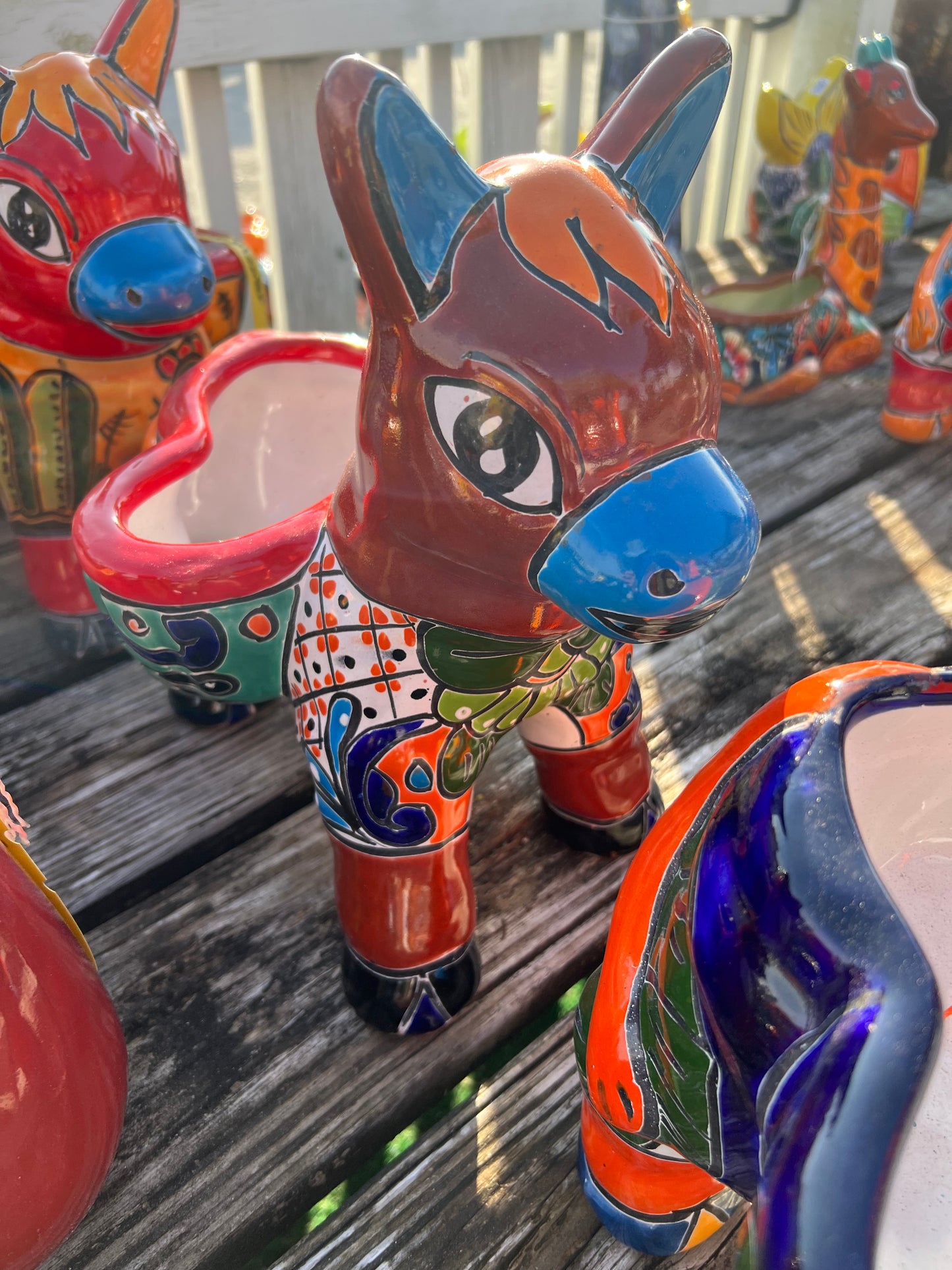 Talavera Donkey with Two Planters