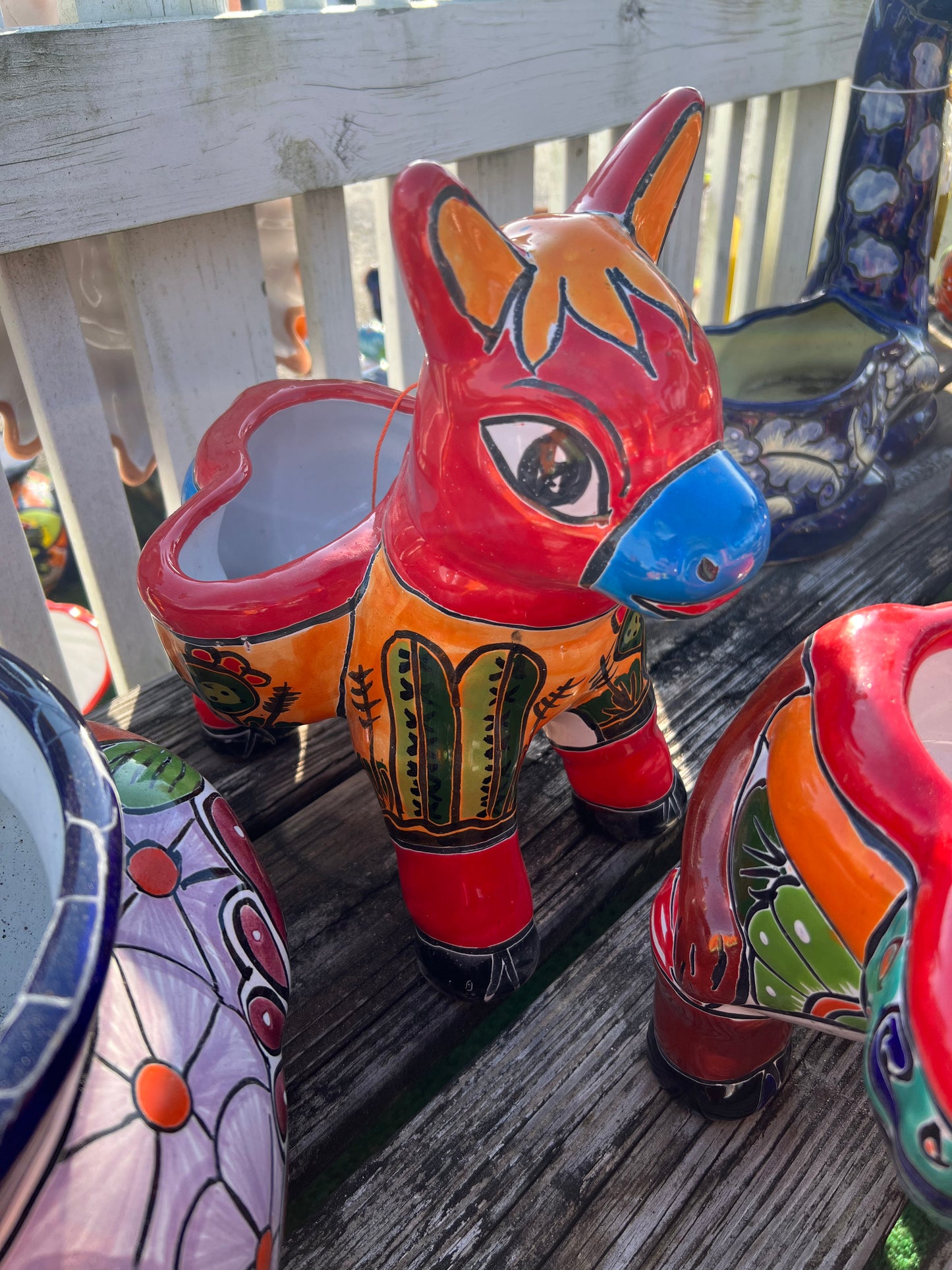 Talavera Donkey with Two Planters