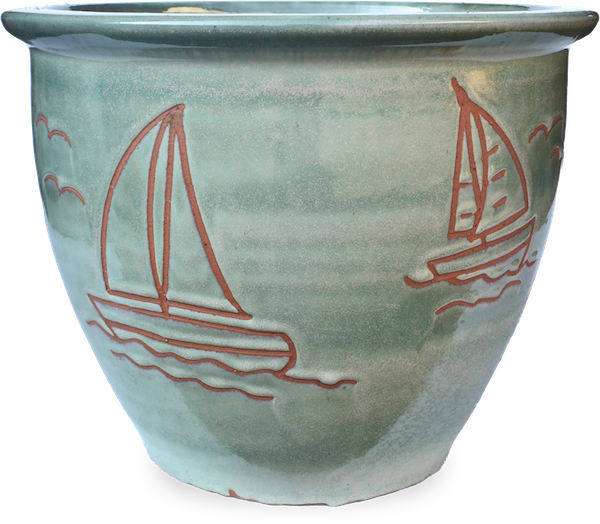 MP1015 Garden Pot w/Sailboat 7 Sizes