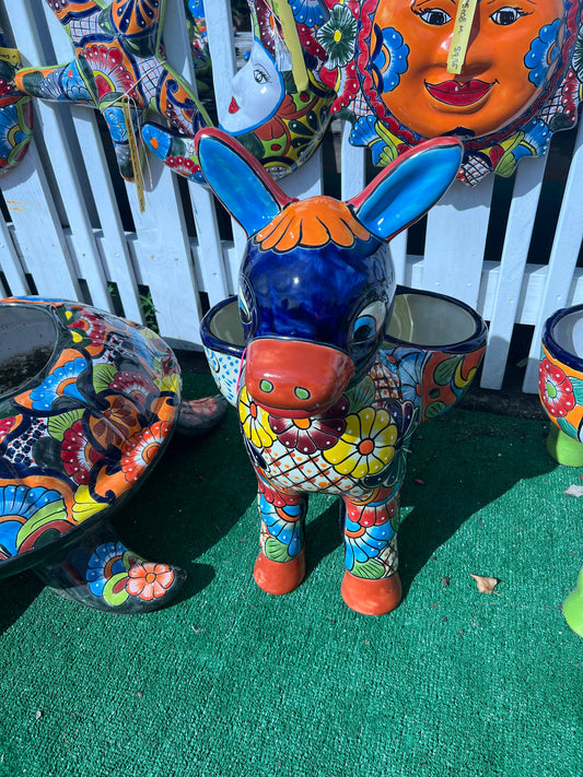 Talavera Donkey with Two Planters