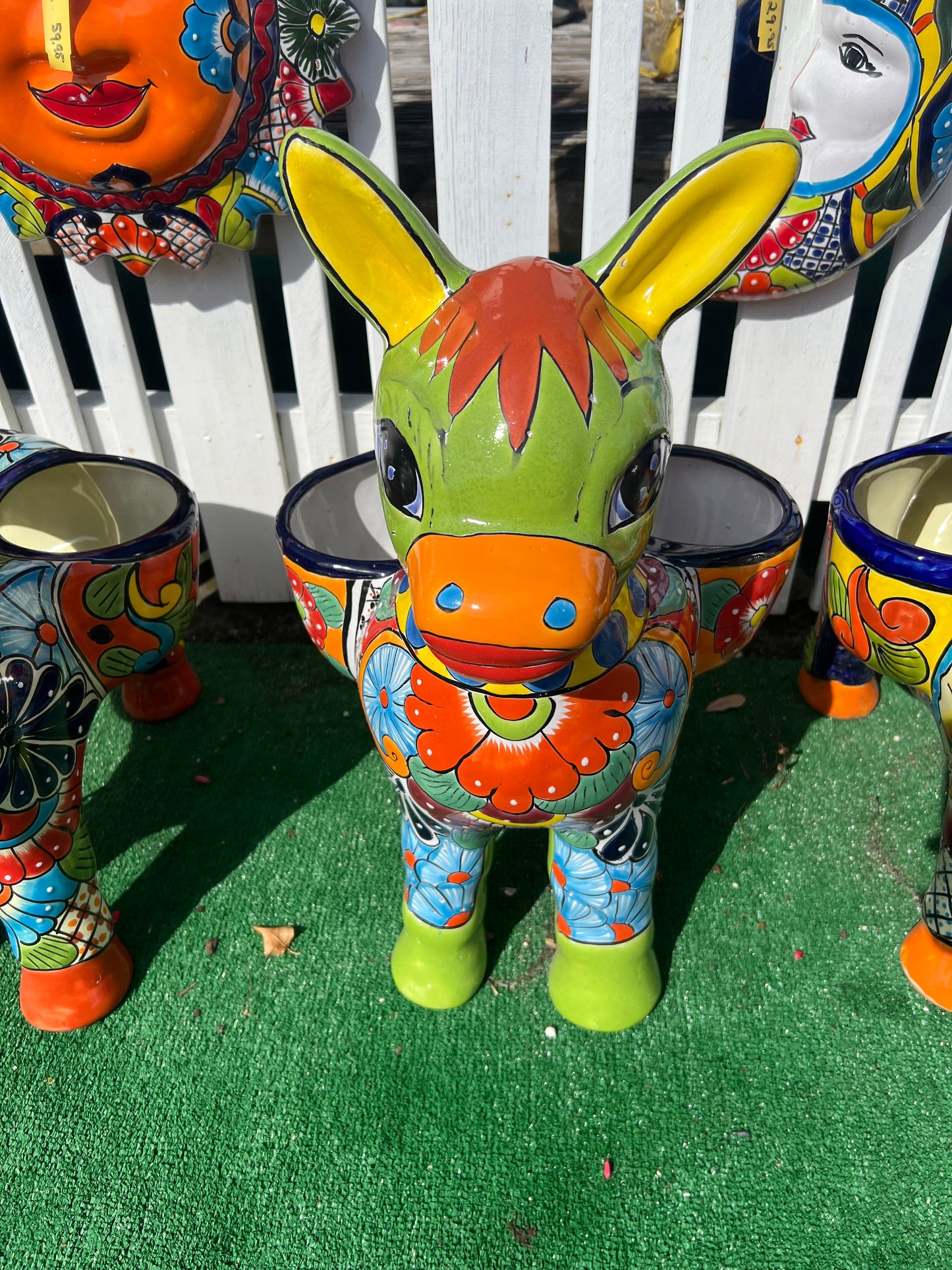 Talavera Donkey with Two Planters