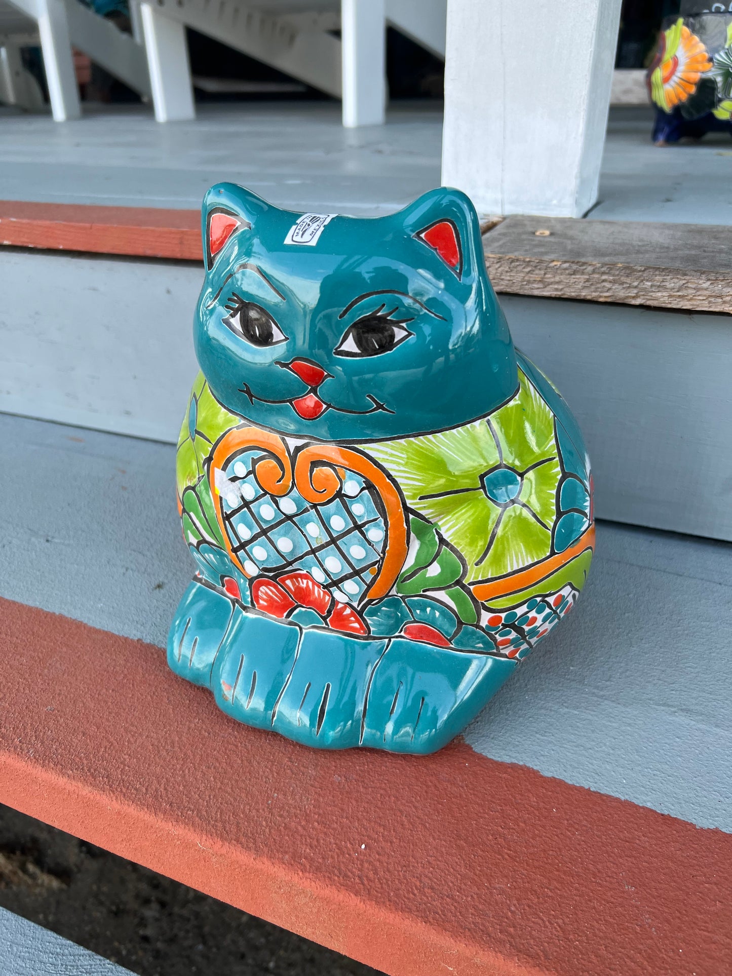 Talavera Cat Pot Sit