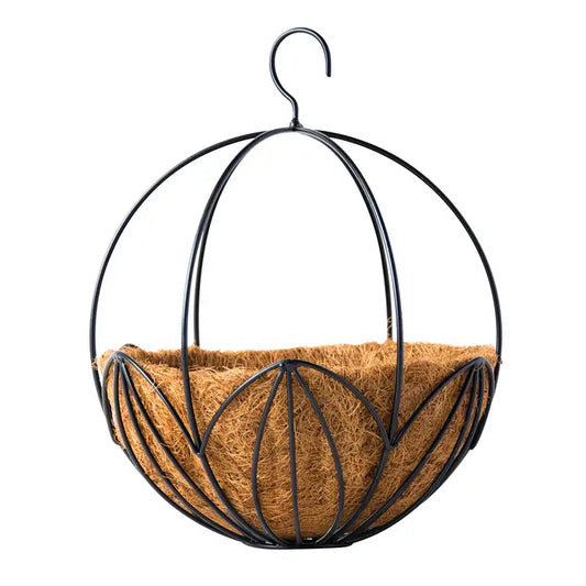 Sphere Metal Hanging Basket Med Black