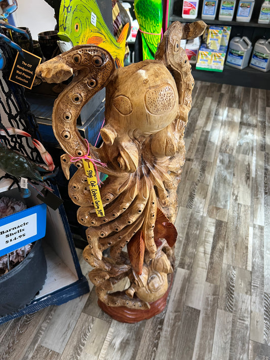 Oak octopus carving